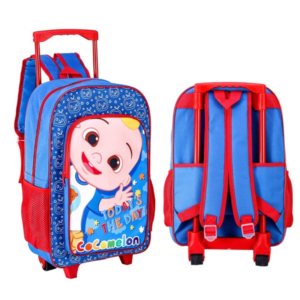 Cocomelon Trolley Backpack Boys Cocomelon Travel Trolley Bag With Wheels Blue