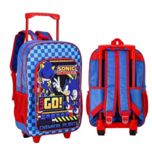 Sonic Trolley Backpack Boys Sonic The Hedgehog Travel Trolley Bag With Wheels Blue
