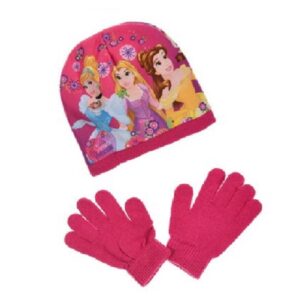 Princess Hat & Gloves Girls Disney Princess Winter Hat Set Age 3-8 Years