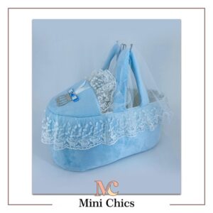 Baby Boys Pearl Crown Frilly Moses Basket