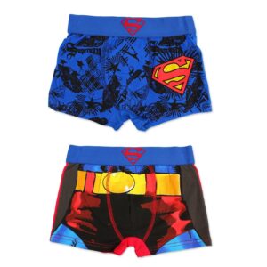 Superman Boxer Shorts Boys DC Superman 2 In A Pack Trunks Underwear £7.00