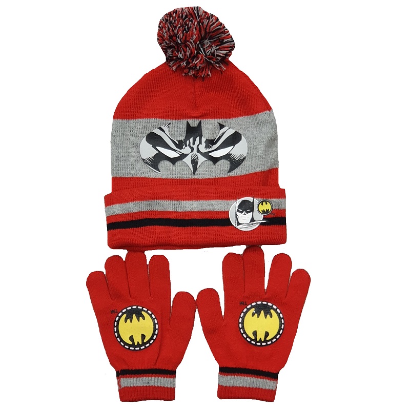 Batman Hat & Gloves Boys DC Batman Winter Hat Set Age 3-8 Years